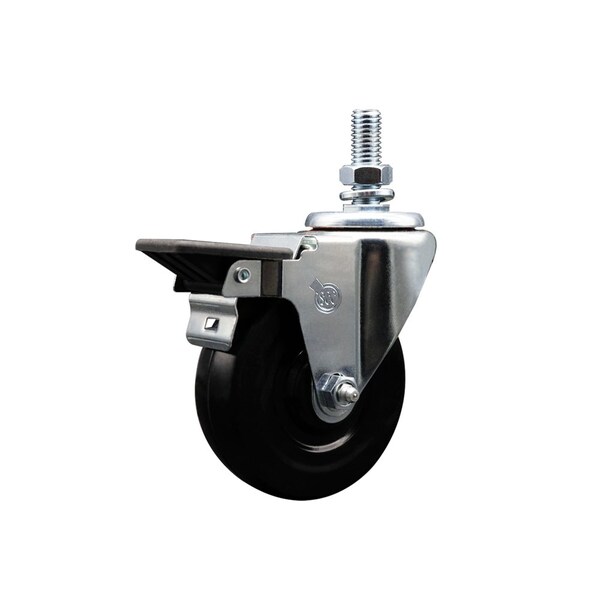 Service Caster 4 Inch Hard Rubber 10 MM Threaded Stem Caster with Brake SCC-TS20S414-HRS-PLB-M1015 - main
